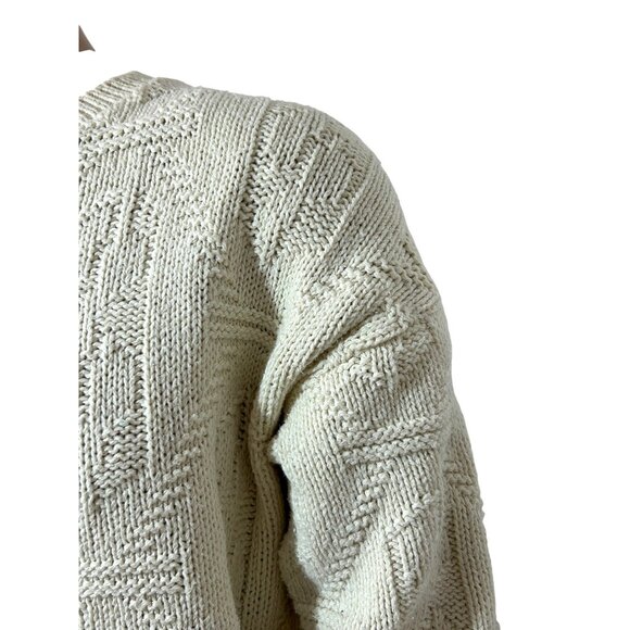 Body Equip Men’s Sweater Vtg M Cream Textured Geometric Pattern Pullover USA - Picture 7 of 16